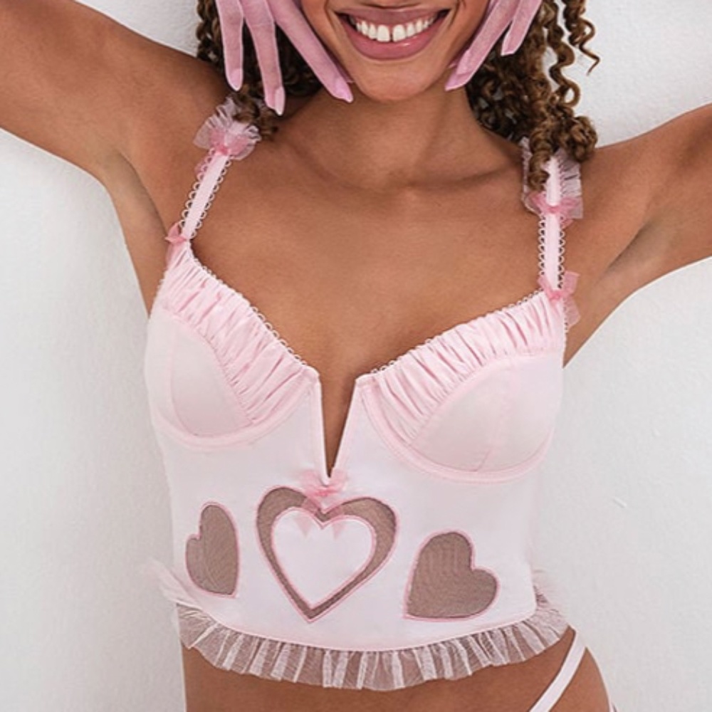 🚫SOLD🚫 NWT For Love & Lemons 🍋 Lavender/Pink Heart Bustier - Picture 5 of 10